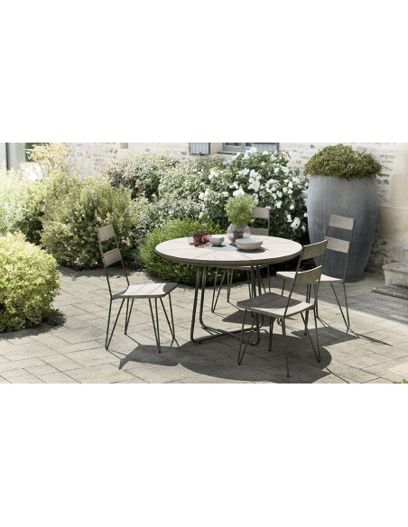 Salon de jardin rond en teck 4 chaises