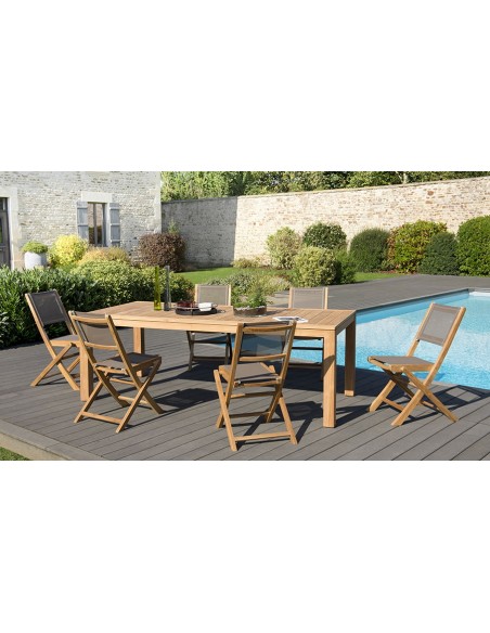 table de jardin en teck Bornéo 220 cm