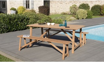 Salon de jardin en teck naturel