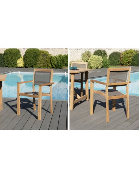 fauteuils de jardin en teck et textilène