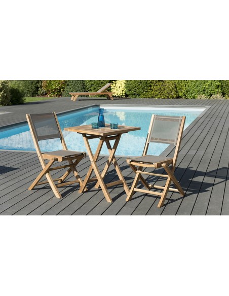 Salon de jardin pliant teck 2 personnes