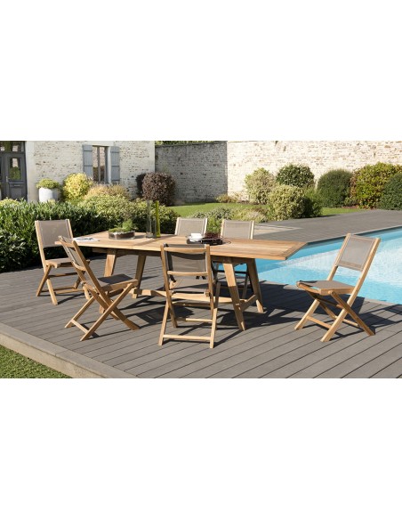 Ensemble table + 6 chaises en teck