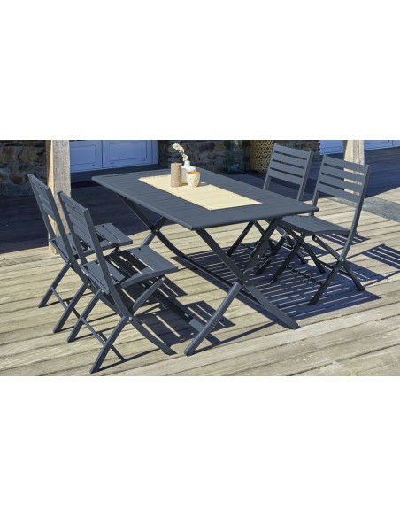 Salon de jardin 4 places anthracite