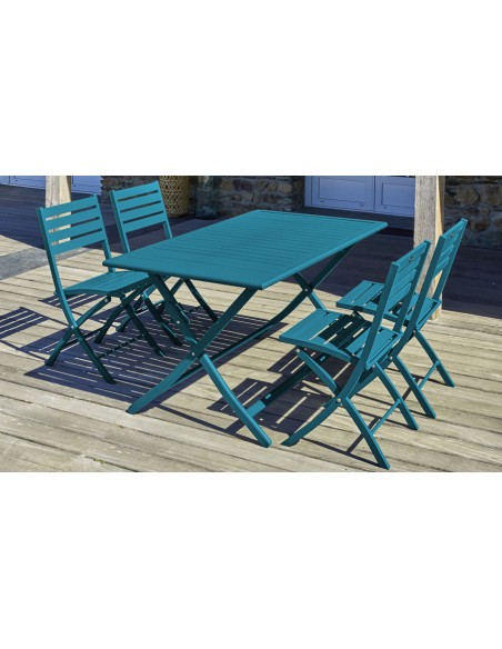 Ensemble jardin pliant 4 places en aluminium - Marius
