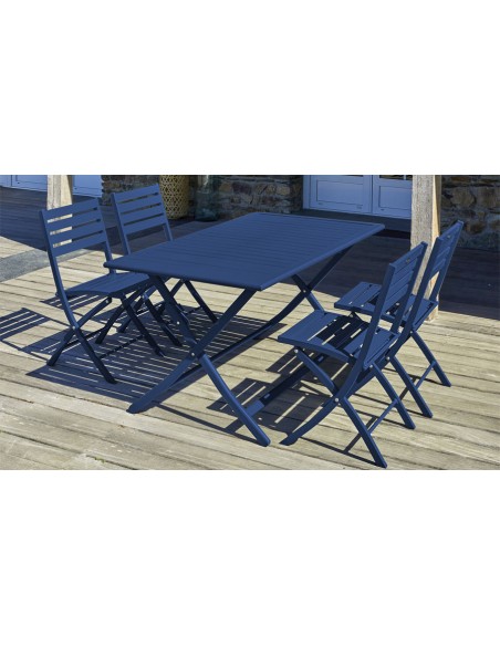 Salon de jardin 4 places bleu marine