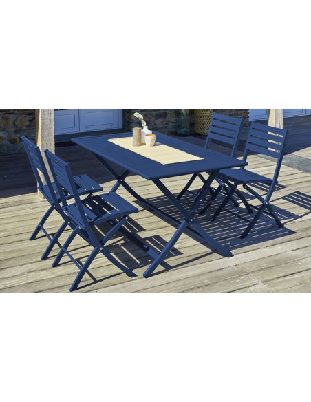Salon de jardin 4 places bleu marine