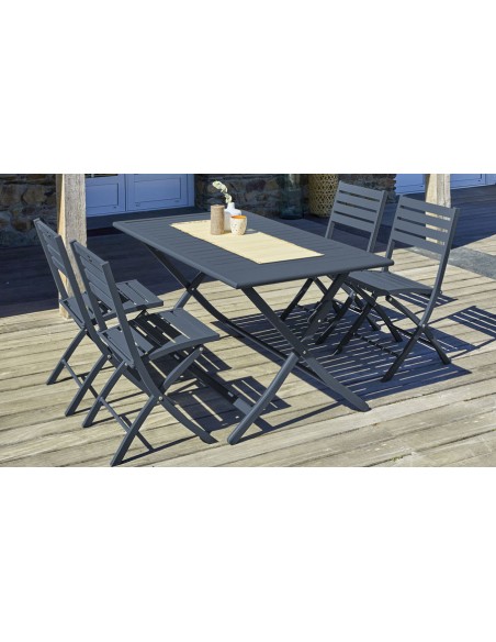 Table jardin pliante anthracite Marius