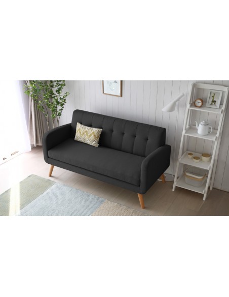 Canapé scandinave capitonné gris foncé