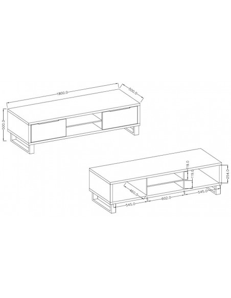 Dimensions meuble TV industriel Hepsy