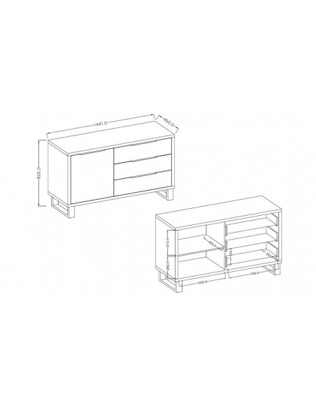 Dimensions bahut industriel Hepsy