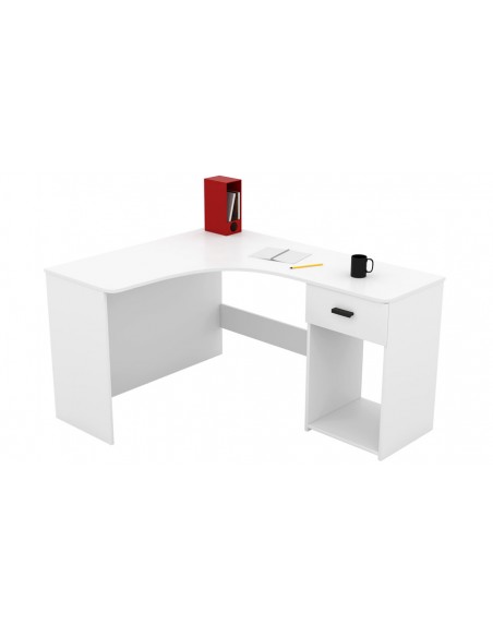 Bureau d'angle arrondi blanc