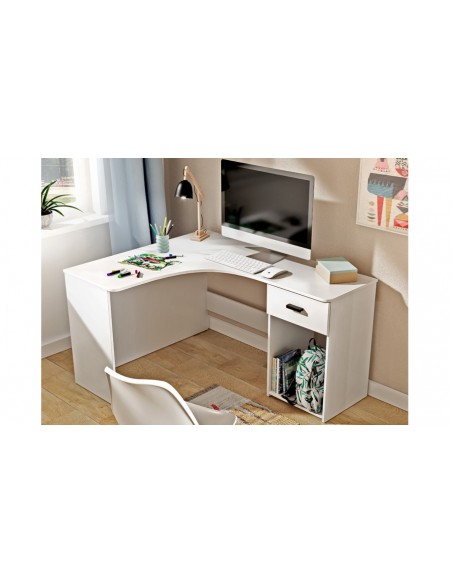 Bureau d'angle arrondi blanc - Circula