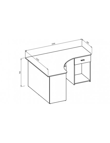 Dimensions extérieures bureau d'angle Circula