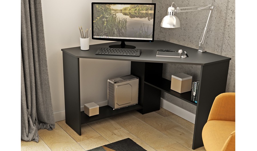 Petit bureau d'angle noir compact Idess - House and Garden