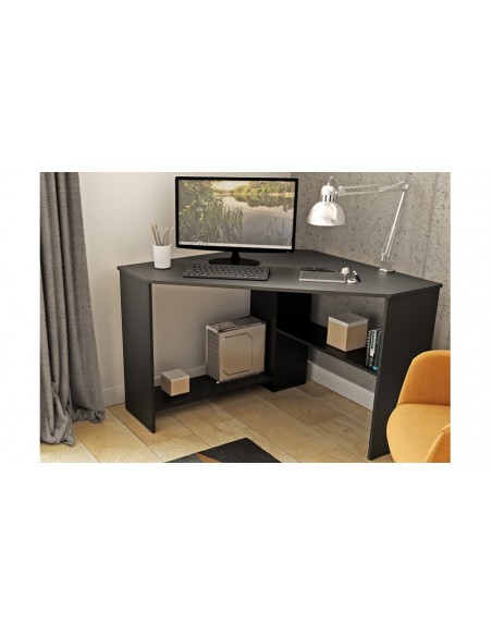 Petit bureau d'angle noir compact Idess