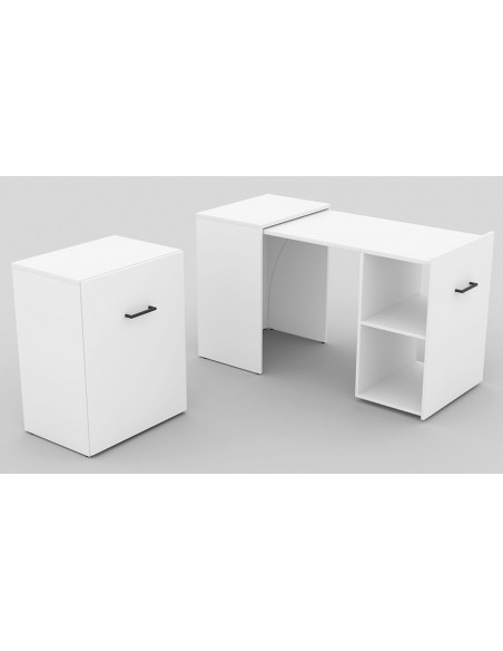 Bureau innovant coulissant blanc