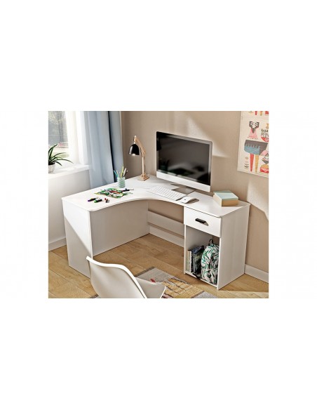 Bureau angle arrondi blanc