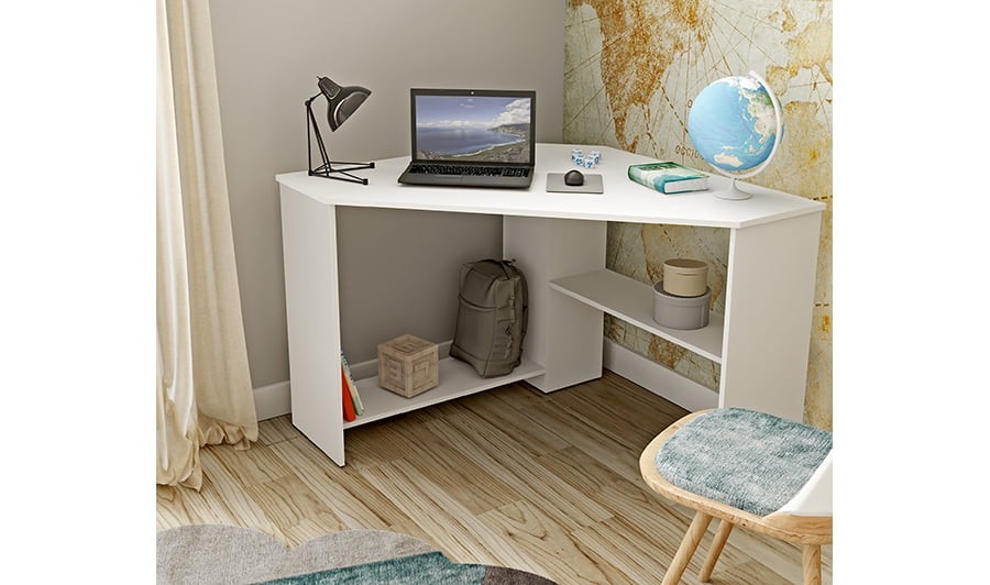 Petit bureau d'angle compact blanc - Idess