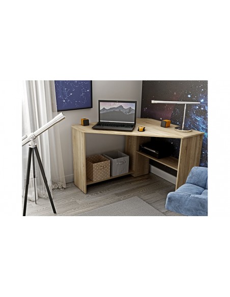 Bureau d'angle chêne compact