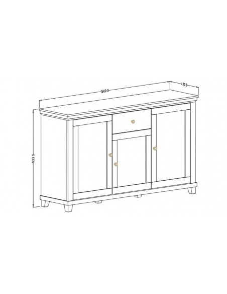 Dimensions extérieures bahut 3 portes