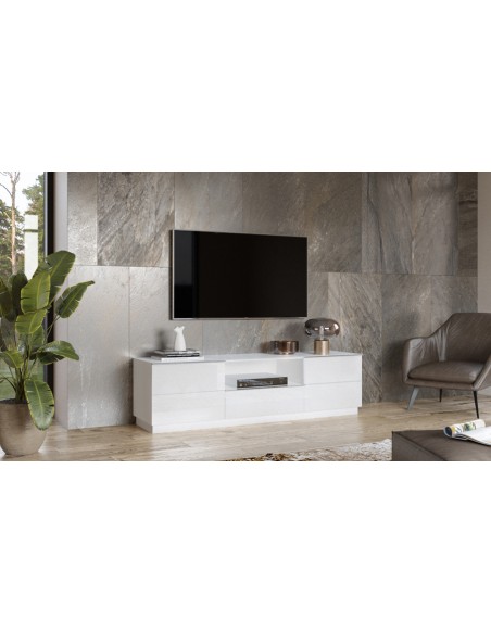 Grand meuble TV blanc brillant
