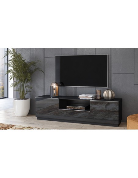 Grand meuble TV noir brillant