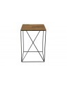 Petite table d'appoint carrée métal et teck