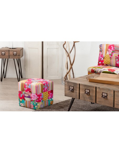 Pouf patchwork coloré Brooke