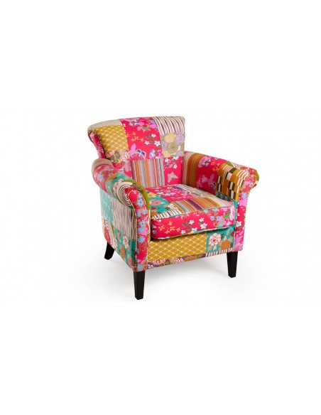 Fauteuil patchwork coloré avec accoudoir