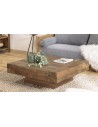 Table basse carrée flottante en bois massif