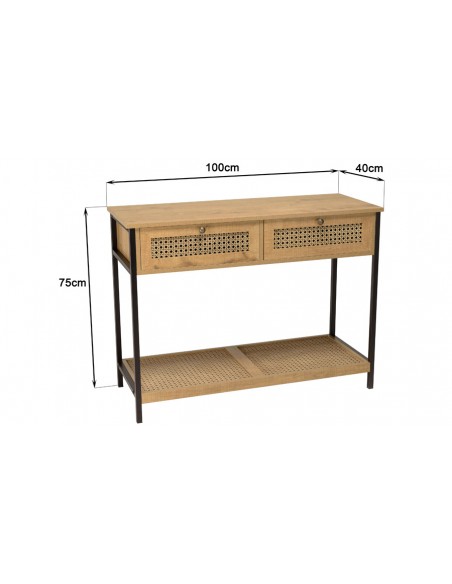 Dimensions console 2 tiroirs Maryna