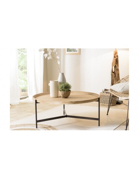 Table basse ronde industrielle Korbi