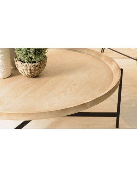 Plateau rond table basse industrielle Korbi