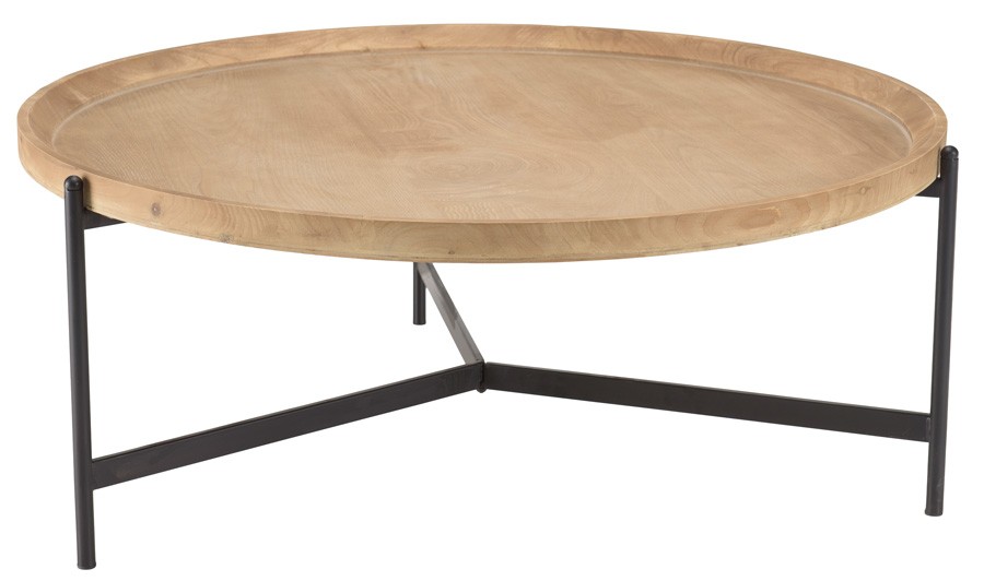 Grande table basse ronde industrielle 100 cm Korbi