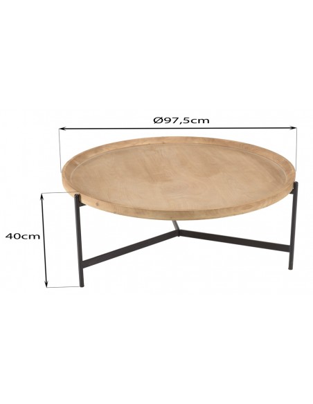 Dimensions table basse industrielle Korbi