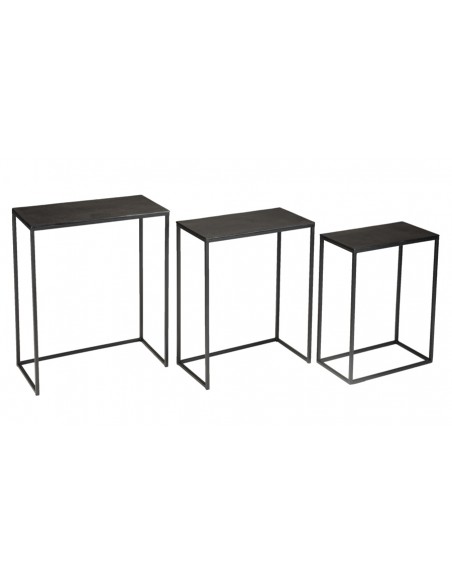 3 tables d'appoint rectangulaires Goldy