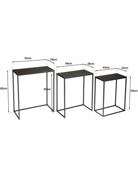 Dimensions 3 tables gigognes Goldy