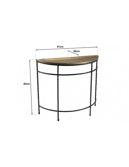 Dimensions console demi-lune Goldy