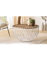 Table basse ronde en métal blanc