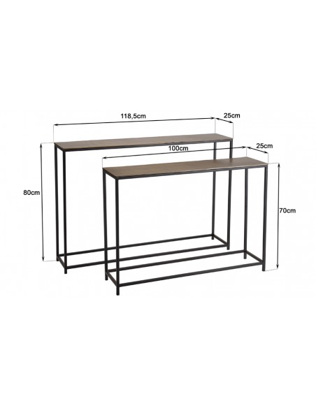 Dimensions 2 consoles alu doré