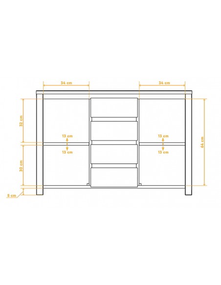 schéma dimensions commode vinci