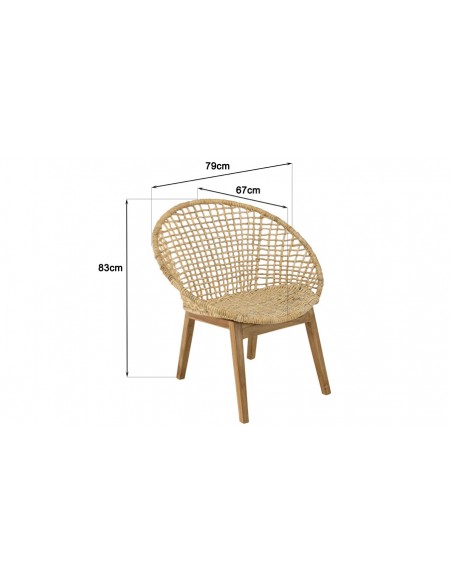 Dimensions fauteuil abaca tressé beige