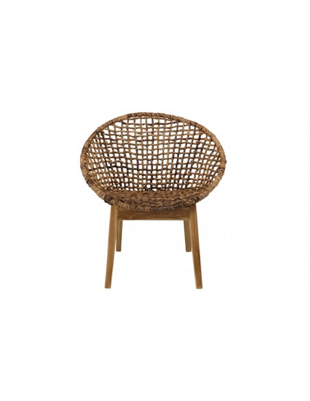 Fauteuil ethnique en abaca tressé foncé