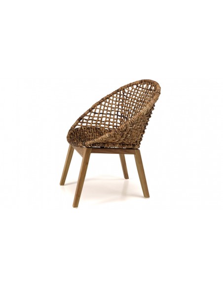 Fauteuil en abaca tressé foncé