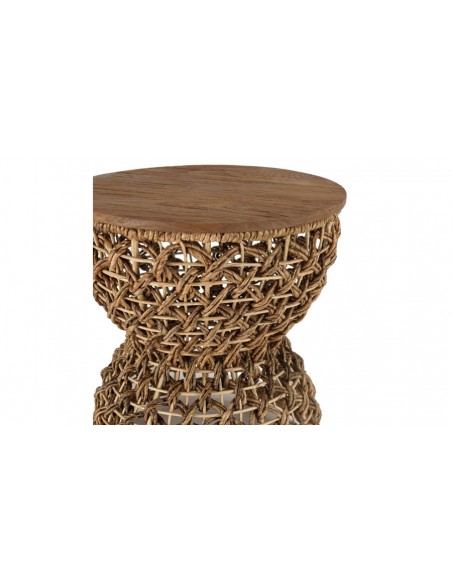 Tabouret ajouré abaca beige Thekku