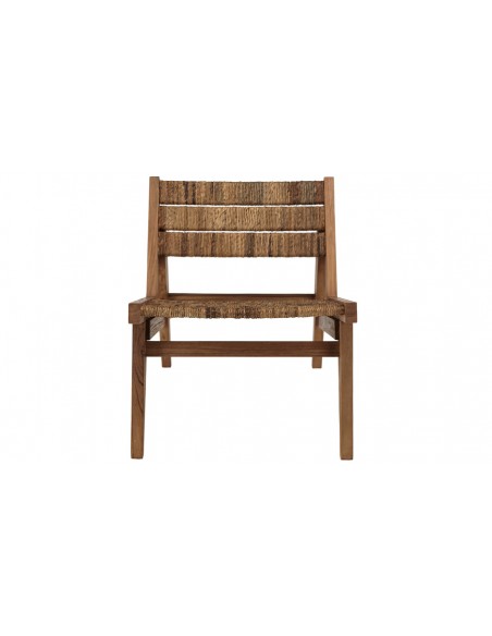 Fauteuil bas teck et tissage d'abaca