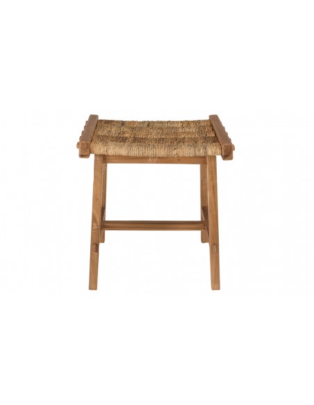 Tabouret en teck et tissage d'abaca