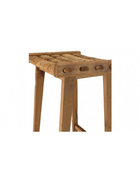 Tabouret de bar teck et abaca Thekku