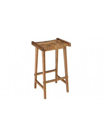 Tabouret de bar teck et abaca Thekku