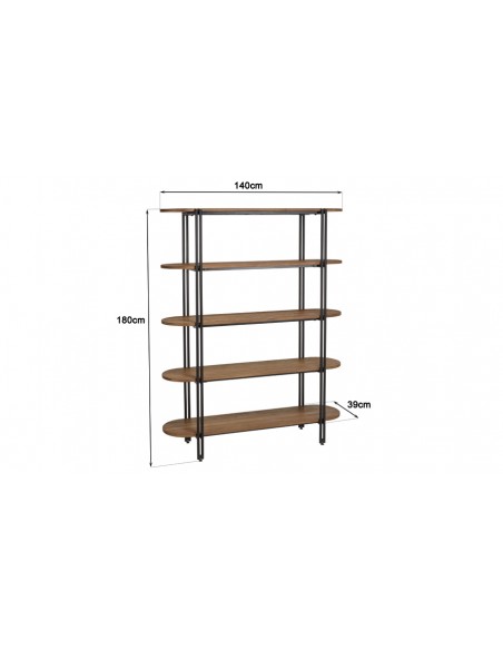 Dimensions bibliothèque 5 étagères Thekku